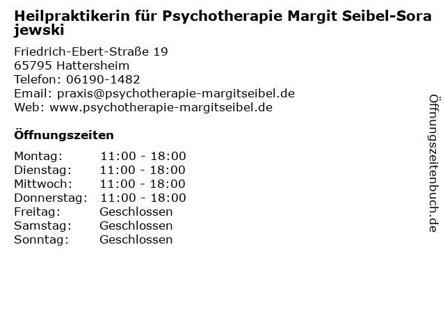 Heilpraktikerin für Psychotherapie Margit Seibel-Sorajewski in Hattersheim: Adresse und Öffnungszeiten