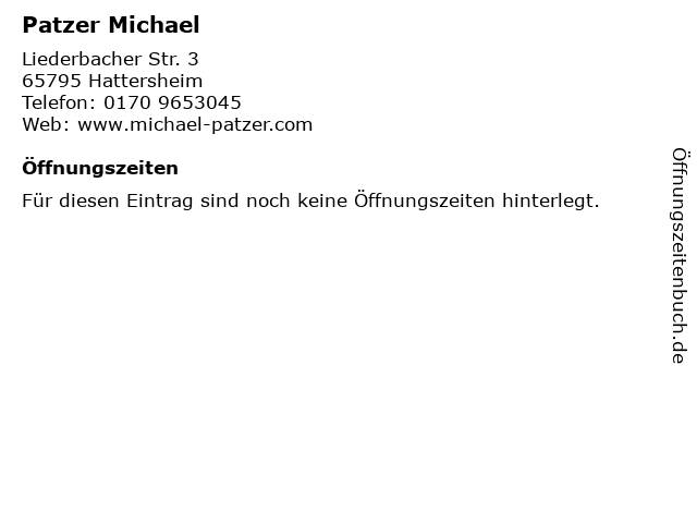 Patzer Michael in Hattersheim: Adresse und Öffnungszeiten