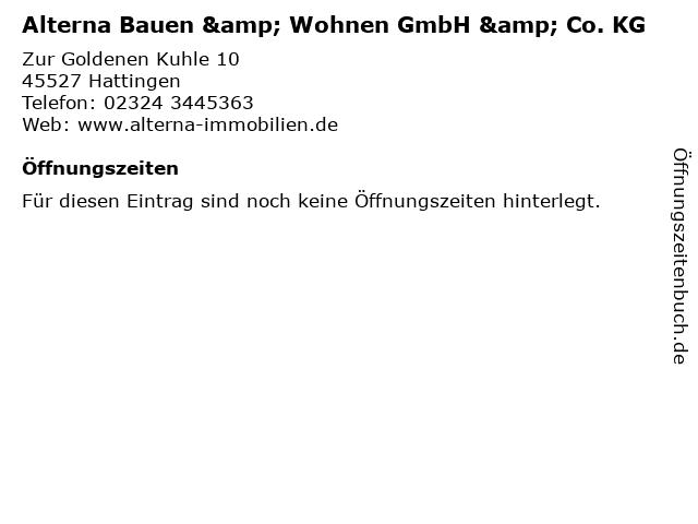Alterna Bauen & Wohnen GmbH & Co. KG in Hattingen: Adresse und Öffnungszeiten