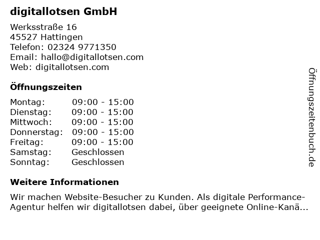 digitallotsen GmbH in Hattingen: Adresse und Öffnungszeiten