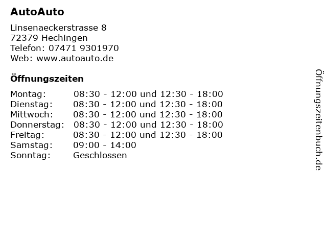 AutoAuto in Hechingen: Adresse und Öffnungszeiten