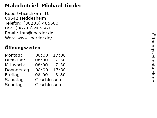 Malerbetrieb Michael Jörder in Heddesheim: Adresse und Öffnungszeiten