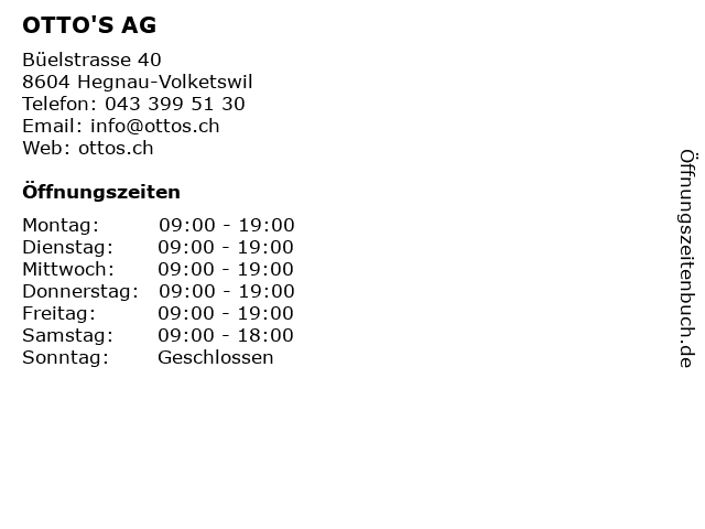 OTTO'S AG in Hegnau-Volketswil: Adresse und Öffnungszeiten