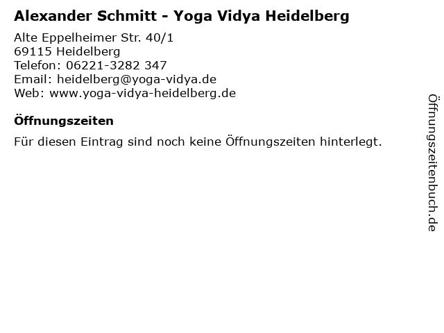 Alexander Schmitt - Yoga Vidya Heidelberg in Heidelberg: Adresse und Öffnungszeiten