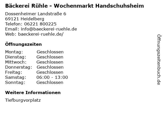Bäckerei Rühle - Wochenmarkt Handschuhsheim in Heidelberg: Adresse und Öffnungszeiten