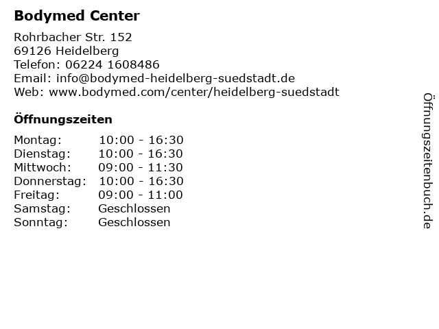 Bodymed Center in Heidelberg: Adresse und Öffnungszeiten