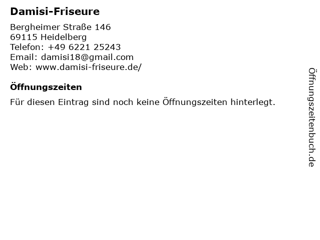 Damisi- Friseure in Heidelberg: Adresse und Öffnungszeiten