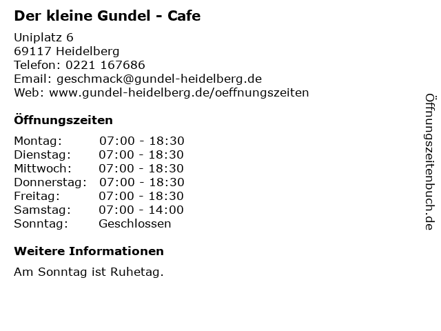 Der kleine Gundel - Cafe in Heidelberg: Adresse und Öffnungszeiten