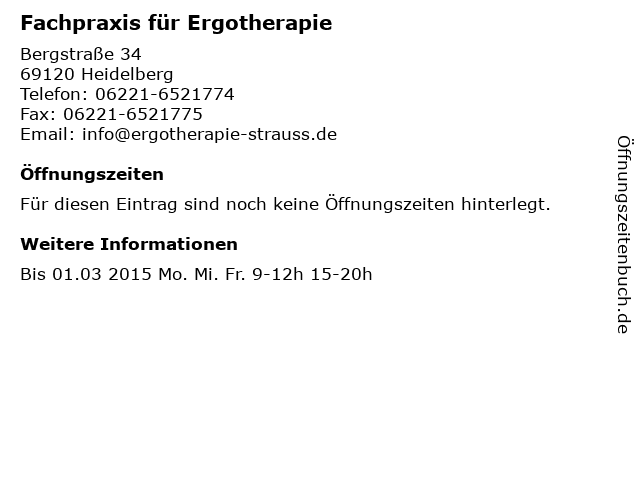 Fachpraxis für Ergotherapie in Heidelberg: Adresse und Öffnungszeiten