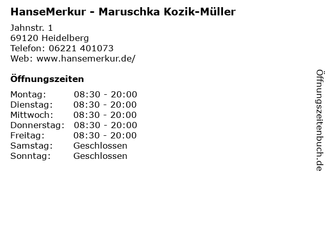 HanseMerkur - Maruschka Kozik-Müller in Heidelberg: Adresse und Öffnungszeiten
