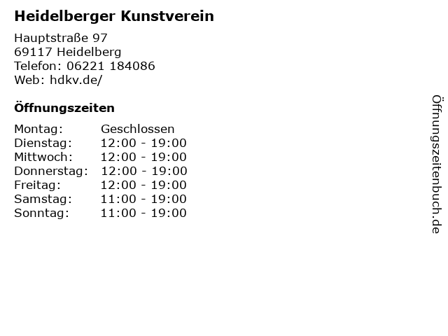 Heidelberger Kunstverein in Heidelberg: Adresse und Öffnungszeiten