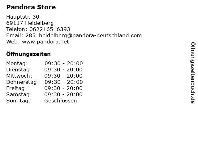 Pandora Store in Heidelberg: Adresse und Öffnungszeiten