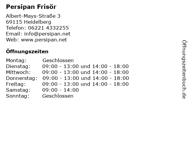Persipan Frisör in Heidelberg: Adresse und Öffnungszeiten