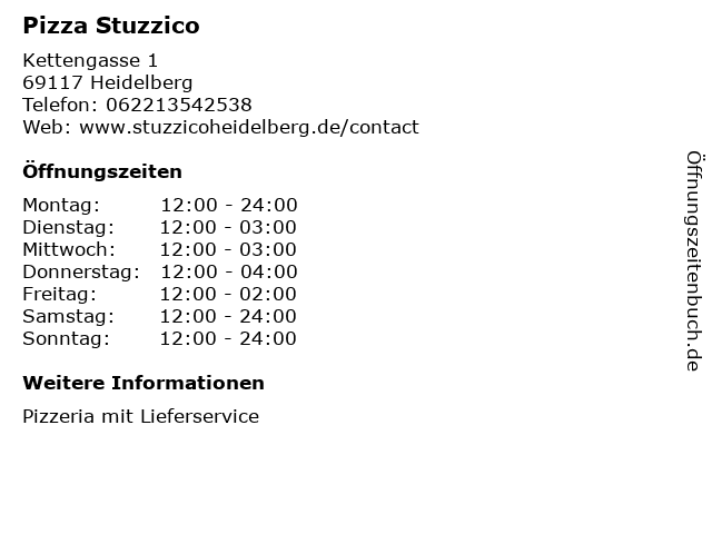 ᐅ Offnungszeiten Pizza Stuzzico Kettengasse 1 In Heidelberg