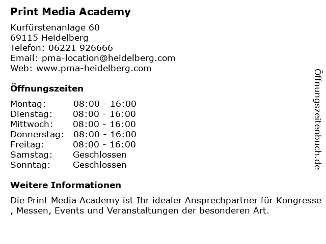 Print Media Academy in Heidelberg: Adresse und Öffnungszeiten