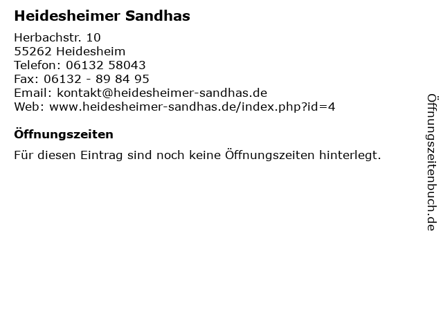 Heidesheimer Sandhas in Heidesheim: Adresse und Öffnungszeiten