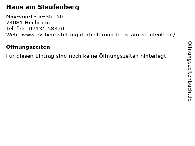 ᐅ Offnungszeiten Haus Am Staufenberg Max Von Laue Str 50 In