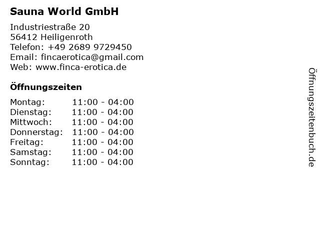 Sauna World GmbH in Heiligenroth: Adresse und Öffnungszeiten