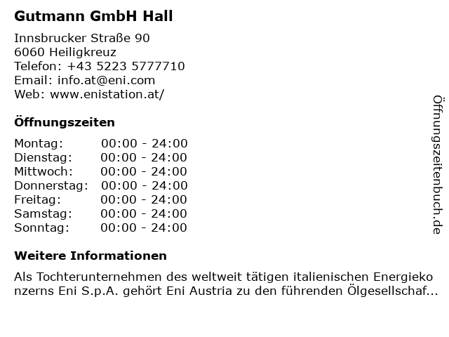 Gutmann GmbH Hall in Heiligkreuz: Adresse und Öffnungszeiten