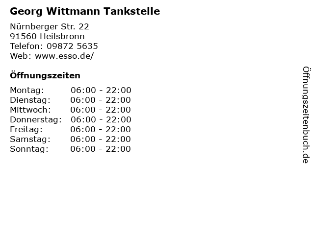 Georg Wittmann Tankstelle in Heilsbronn: Adresse und Öffnungszeiten
