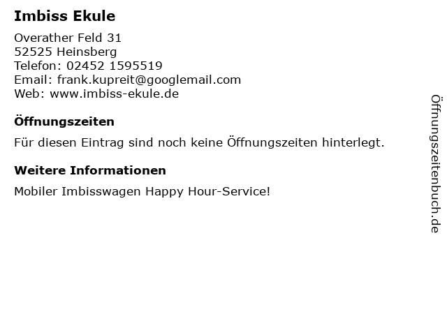 Imbiss Ekule in Heinsberg: Adresse und Öffnungszeiten