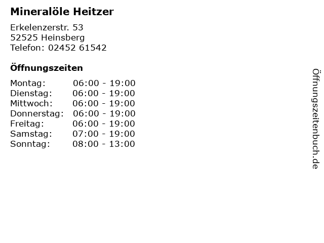 Mineralöle Heitzer in Heinsberg: Adresse und Öffnungszeiten