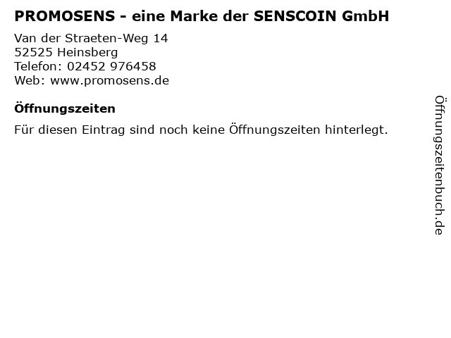 PROMOSENS - eine Marke der SENSCOIN GmbH in Heinsberg: Adresse und Öffnungszeiten