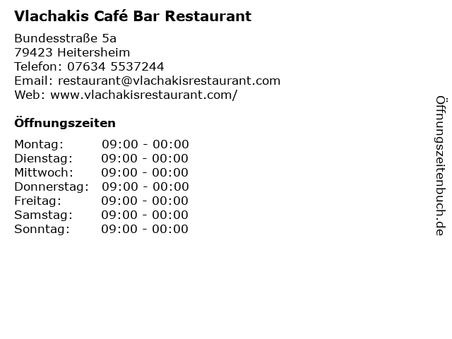 Vlachakis Café Bar Restaurant in Heitersheim: Adresse und Öffnungszeiten