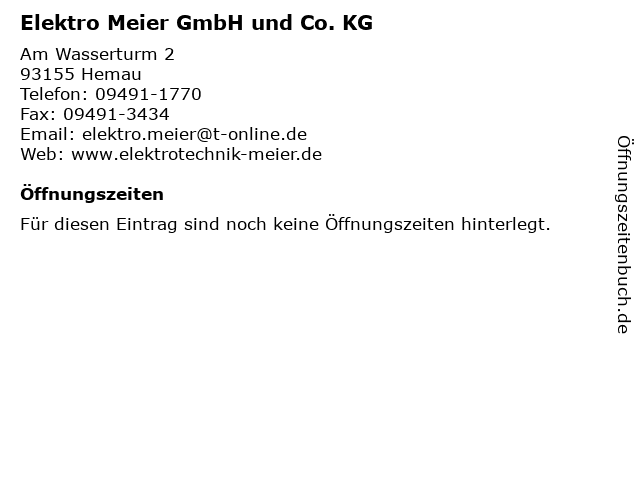 Elektro Meier GmbH und Co. KG in Hemau: Adresse und Öffnungszeiten