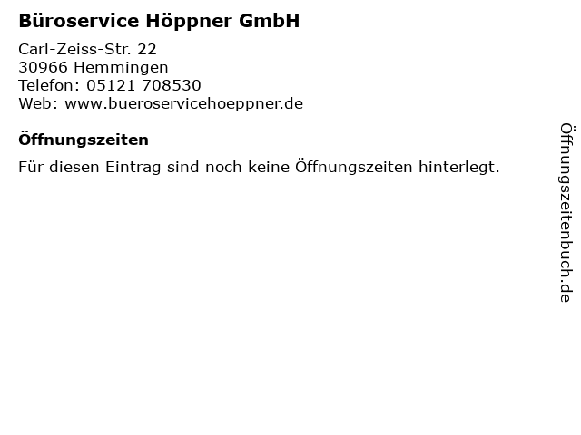 Büroservice Höppner GmbH in Hemmingen: Adresse und Öffnungszeiten