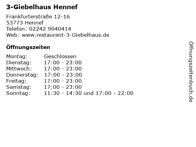 3-Giebelhaus Hennef in Hennef: Adresse und Öffnungszeiten