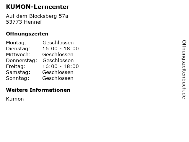 KUMON-Lerncenter in Hennef: Adresse und Öffnungszeiten