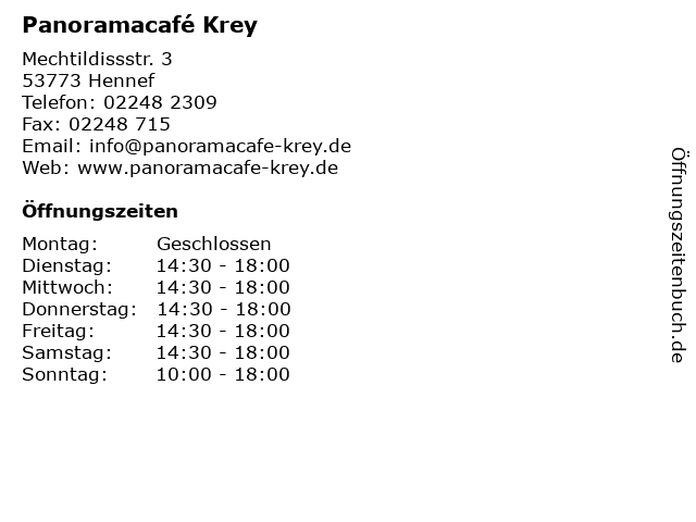 Panoramacafé Krey in Hennef: Adresse und Öffnungszeiten