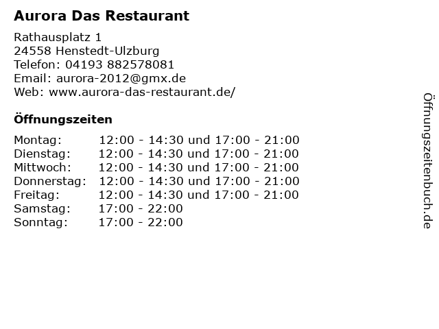 Aurora Das Restaurant in Henstedt-Ulzburg: Adresse und Öffnungszeiten