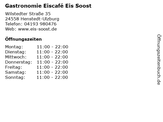 Gastronomie Eiscafé Eis Soost in Henstedt-Ulzburg: Adresse und Öffnungszeiten