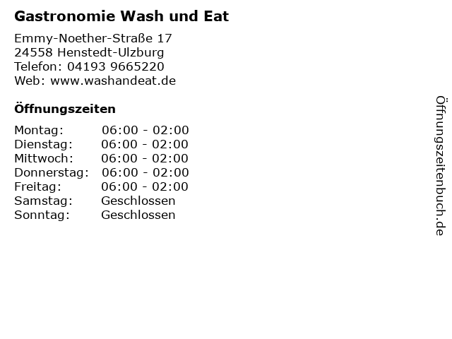 Gastronomie Wash und Eat in Henstedt-Ulzburg: Adresse und Öffnungszeiten