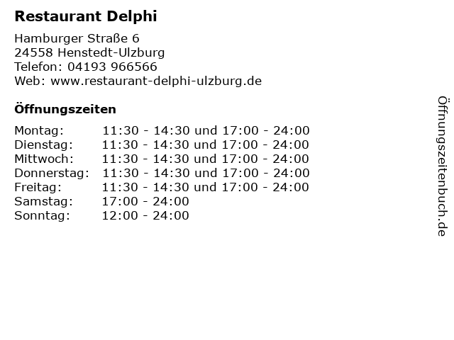 Restaurant Delphi in Henstedt-Ulzburg: Adresse und Öffnungszeiten