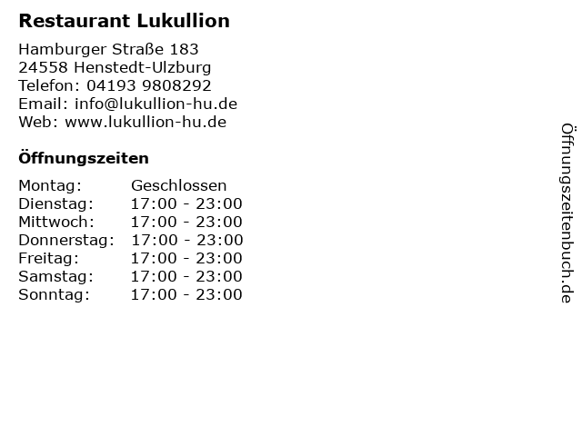 Restaurant Lukullion in Henstedt-Ulzburg: Adresse und Öffnungszeiten