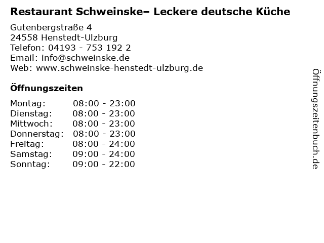 Restaurant Schweinske– Leckere deutsche Küche in Henstedt-Ulzburg: Adresse und Öffnungszeiten
