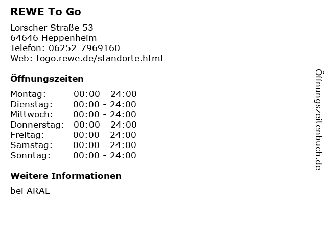 REWE To Go in Heppenheim: Adresse und Öffnungszeiten
