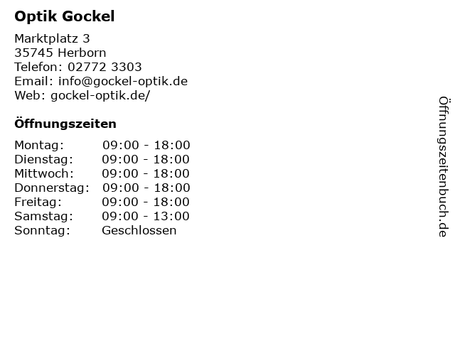 Optik Gockel in Herborn: Adresse und Öffnungszeiten