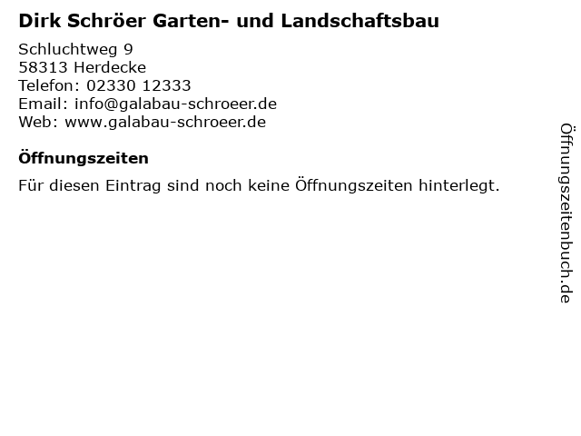 Dirk Schröer Garten- und Landschaftsbau in Herdecke: Adresse und Öffnungszeiten