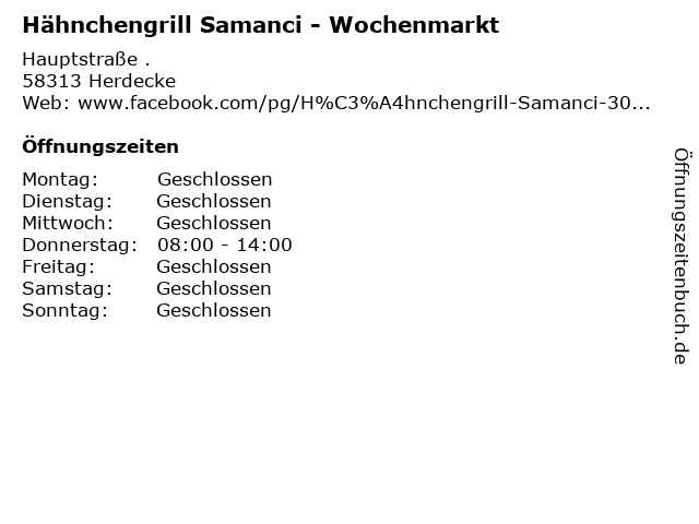 Hähnchengrill Samanci - Wochenmarkt in Herdecke: Adresse und Öffnungszeiten