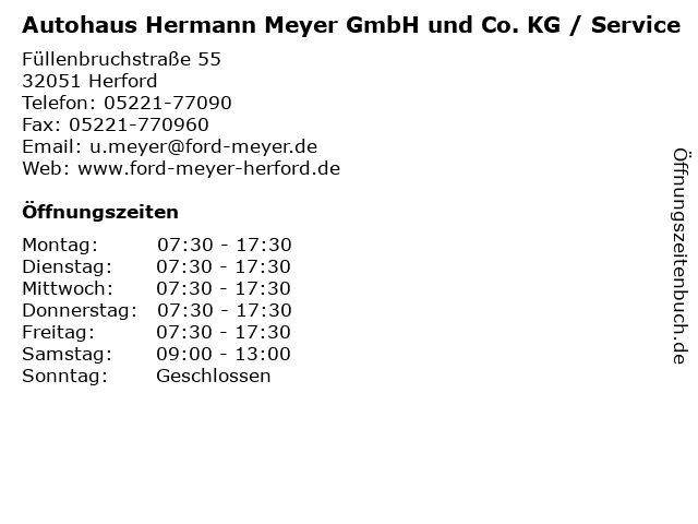 Autohaus Hermann Meyer GmbH und Co. KG / Service in Herford: Adresse und Öffnungszeiten