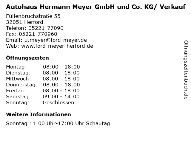Autohaus Hermann Meyer GmbH und Co. KG/ Verkauf in Herford: Adresse und Öffnungszeiten