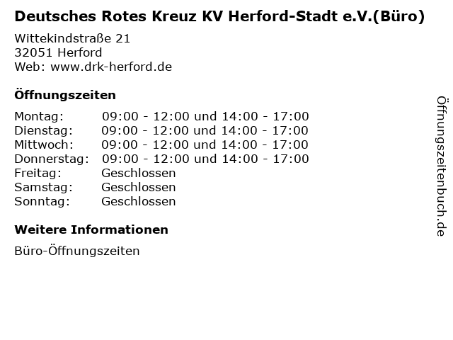 Deutsches Rotes Kreuz KV Herford-Stadt e.V.(Büro) in Herford: Adresse und Öffnungszeiten