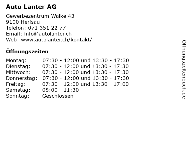 Auto Lanter AG in Herisau: Adresse und Öffnungszeiten