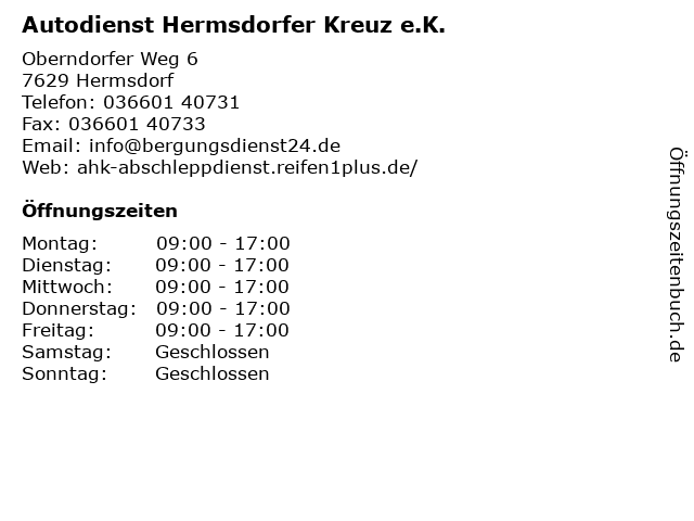 Autodienst Hermsdorfer Kreuz e.K. in Hermsdorf: Adresse und Öffnungszeiten