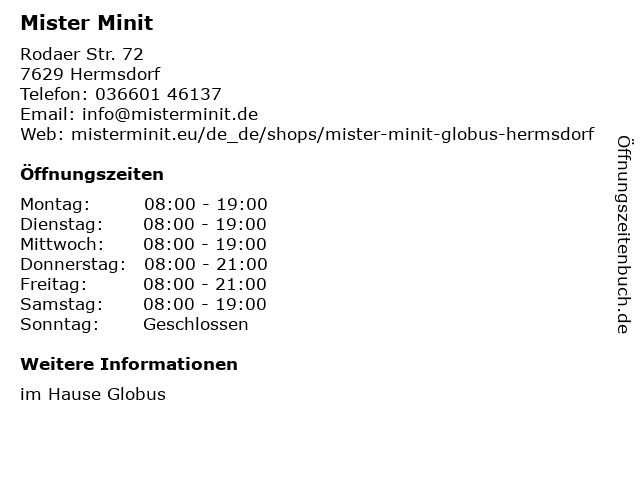 Mister Minit in Hermsdorf: Adresse und Öffnungszeiten