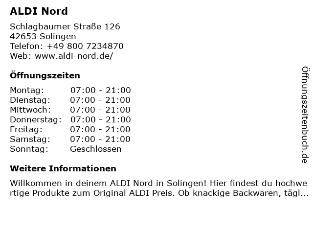 ALDI Nord in Herne: Adresse und Öffnungszeiten